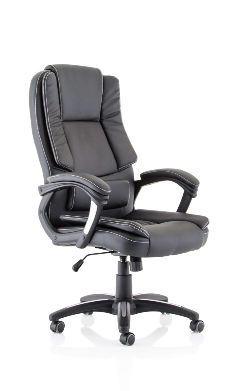 Grip High Back Black Leather Executive Office Chair with Arms