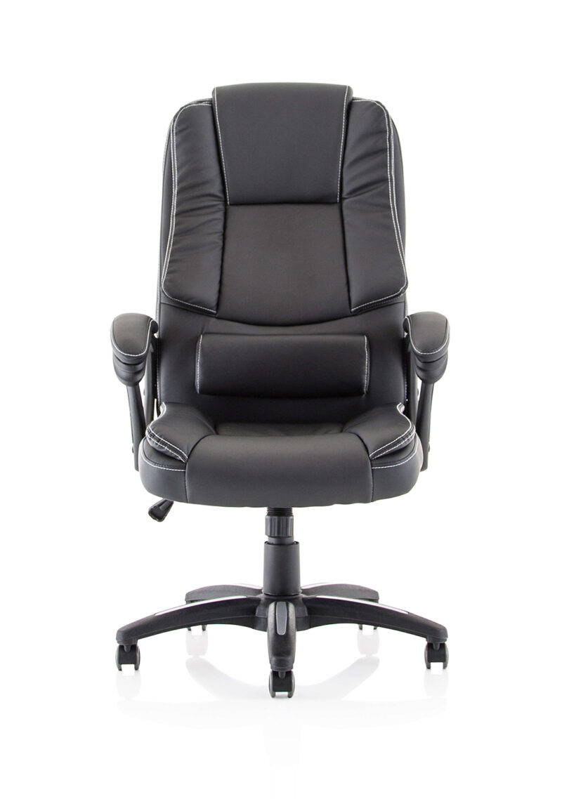 Grip High Back Black Leather Executive Office Chair with Arms - Image 2