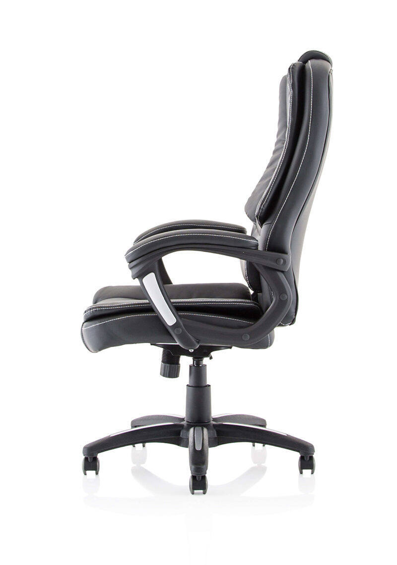 Grip High Back Black Leather Executive Office Chair with Arms - Image 4