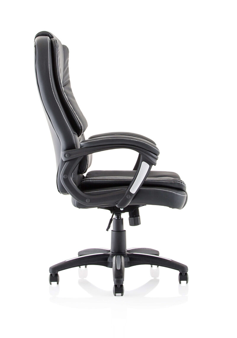 Grip High Back Black Leather Executive Office Chair with Arms - Image 8
