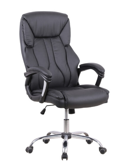 Plot High Back Executive Black Leather Office Chair with Arms
