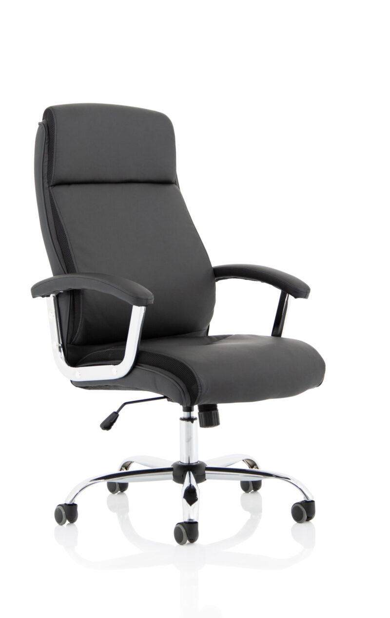 Charge High Back Black Leather Executive Office Chair with Arms