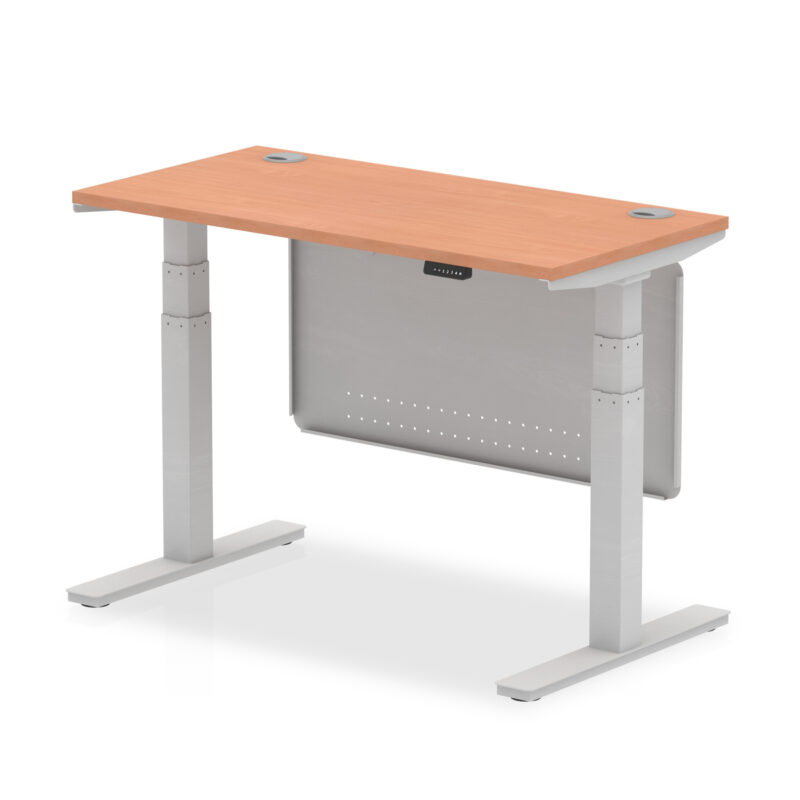 Brisk Height Adjustable Slimline Desk With Cable Ports With Steel Modesty Panel - Image 2