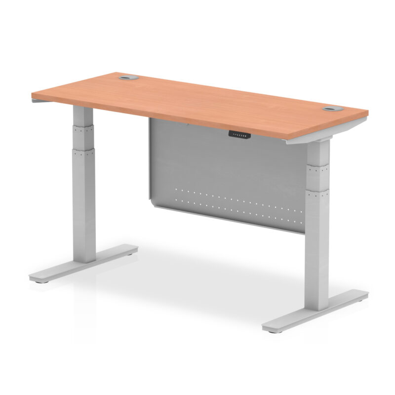 Brisk Height Adjustable Slimline Desk With Cable Ports With Steel Modesty Panel - Image 27