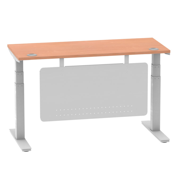 Brisk Height Adjustable Slimline Desk With Cable Ports With Steel Modesty Panel - Image 30