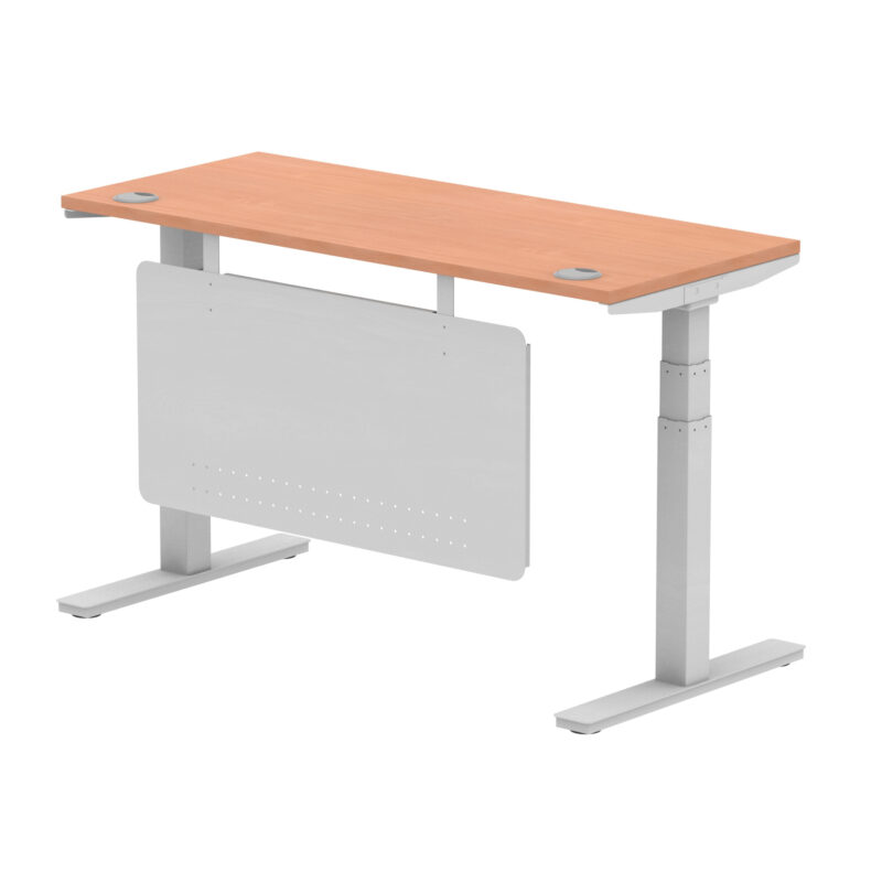 Brisk Height Adjustable Slimline Desk With Cable Ports With Steel Modesty Panel - Image 31
