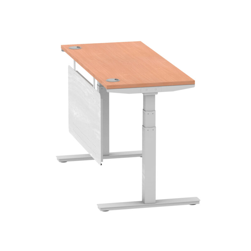 Brisk Height Adjustable Slimline Desk With Cable Ports With Steel Modesty Panel - Image 32