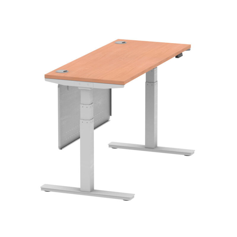 Brisk Height Adjustable Slimline Desk With Cable Ports With Steel Modesty Panel - Image 33