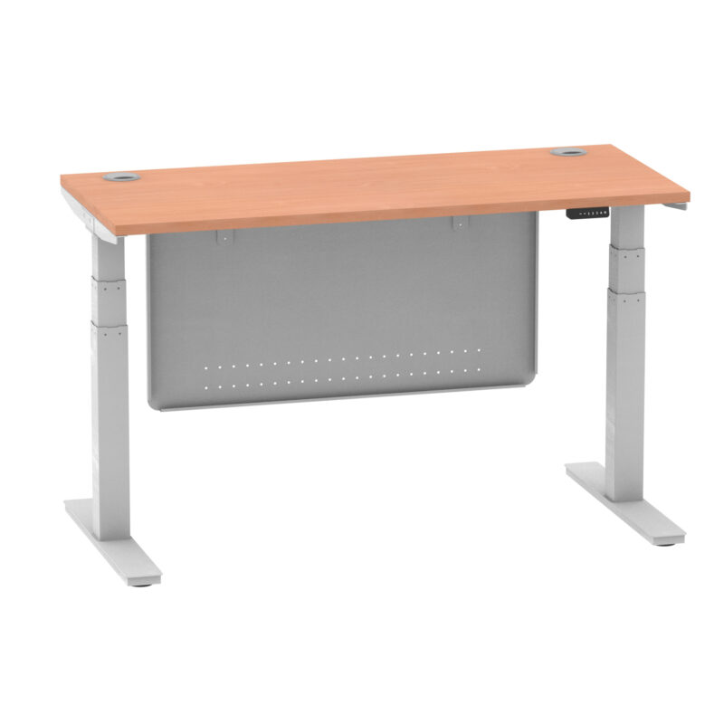 Brisk Height Adjustable Slimline Desk With Cable Ports With Steel Modesty Panel - Image 34