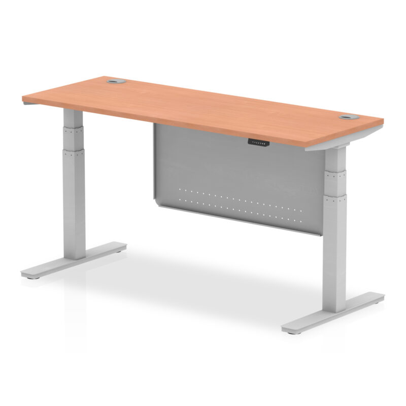 Brisk Height Adjustable Slimline Desk With Cable Ports With Steel Modesty Panel - Image 164