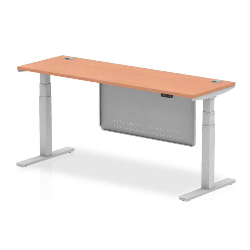Brisk Height Adjustable Slimline Desk With Cable Ports With Steel Modesty Panel - Image 189