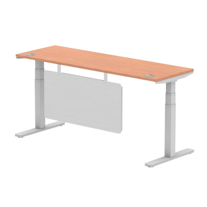 Brisk Height Adjustable Slimline Desk With Cable Ports With Steel Modesty Panel - Image 193