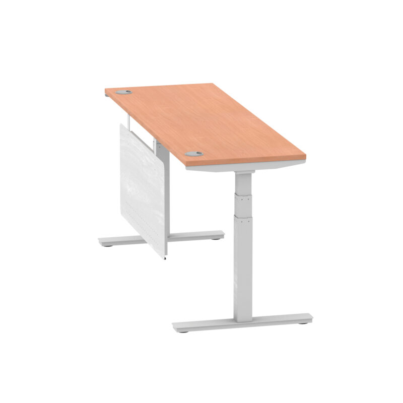 Brisk Height Adjustable Slimline Desk With Cable Ports With Steel Modesty Panel - Image 194