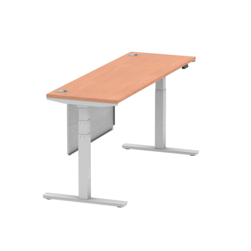 Brisk Height Adjustable Slimline Desk With Cable Ports With Steel Modesty Panel - Image 195