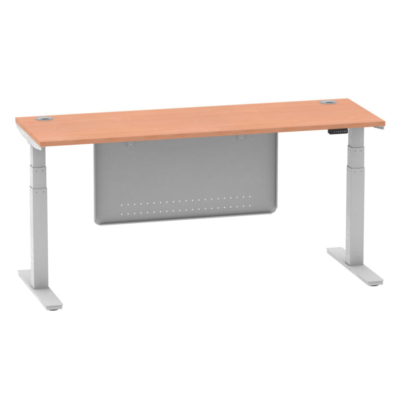 Brisk Height Adjustable Slimline Desk With Cable Ports With Steel Modesty Panel - Image 196
