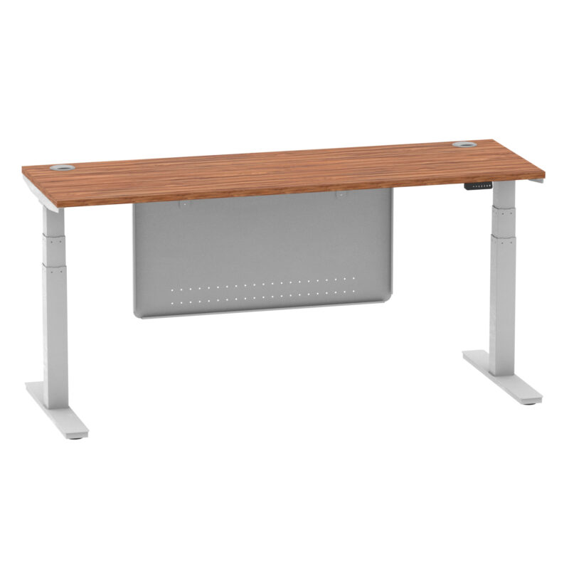 Brisk Height Adjustable Slimline Desk With Cable Ports With Steel Modesty Panel - Image 220