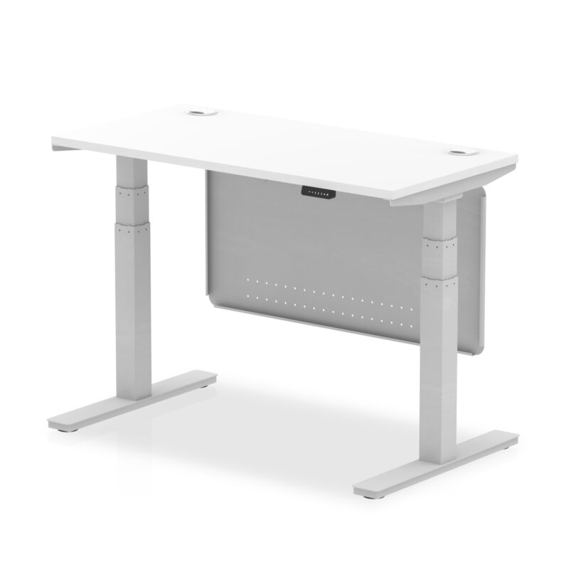 Brisk Height Adjustable Slimline Desk With Cable Ports With Steel Modesty Panel - Image 8