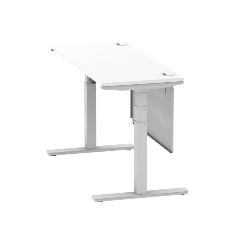 Brisk Height Adjustable Slimline Desk With Cable Ports With Steel Modesty Panel - Image 76