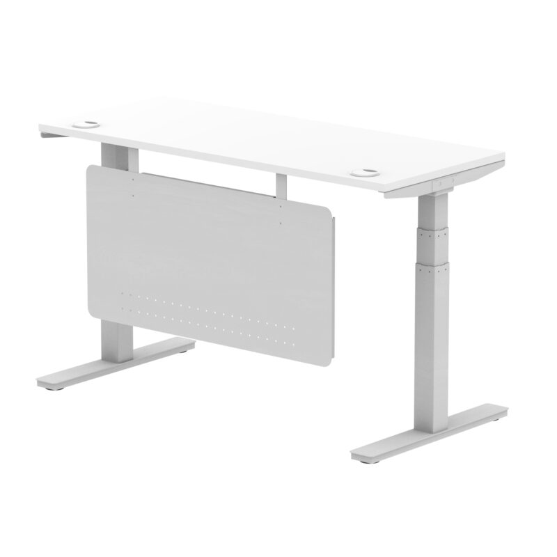 Brisk Height Adjustable Slimline Desk With Cable Ports With Steel Modesty Panel - Image 79