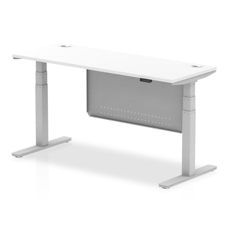 Brisk Height Adjustable Slimline Desk With Cable Ports With Steel Modesty Panel - Image 170