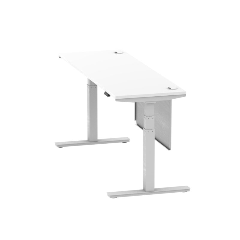 Brisk Height Adjustable Slimline Desk With Cable Ports With Steel Modesty Panel - Image 238