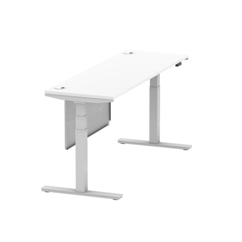 Brisk Height Adjustable Slimline Desk With Cable Ports With Steel Modesty Panel - Image 243