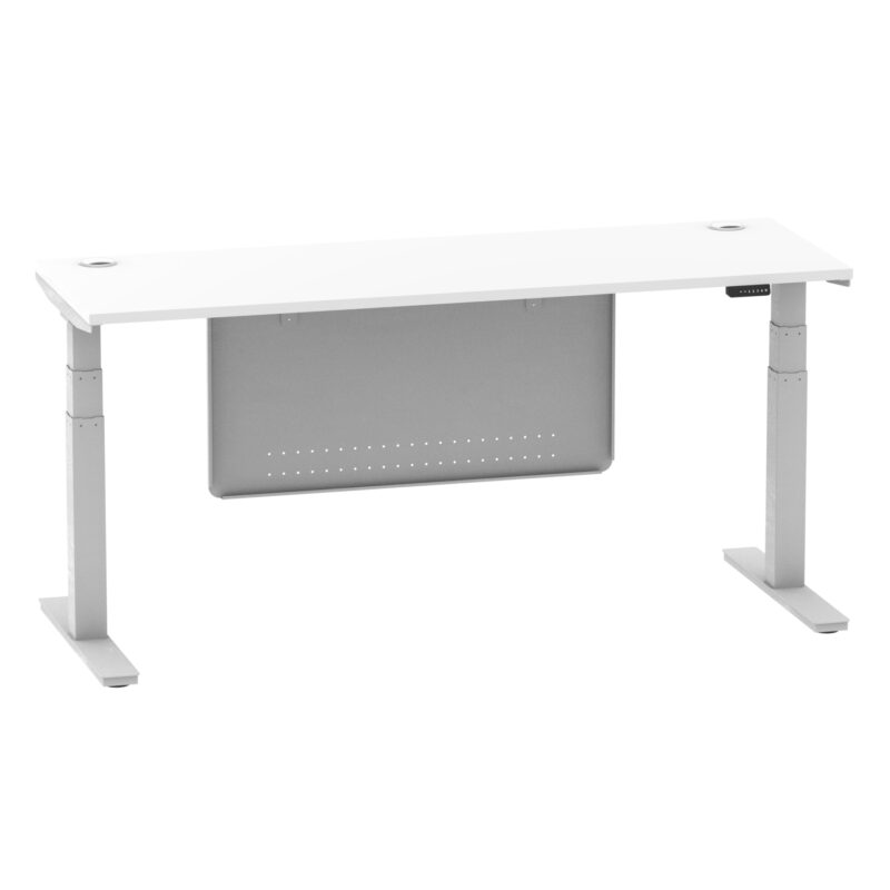Brisk Height Adjustable Slimline Desk With Cable Ports With Steel Modesty Panel - Image 244