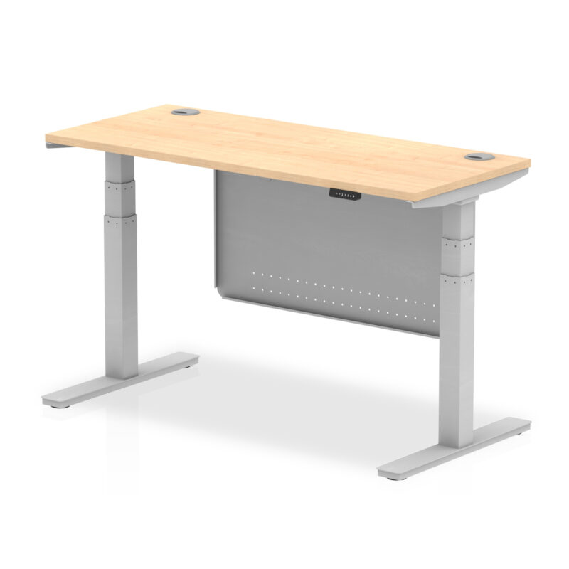 Brisk Height Adjustable Slimline Desk With Cable Ports With Steel Modesty Panel - Image 99