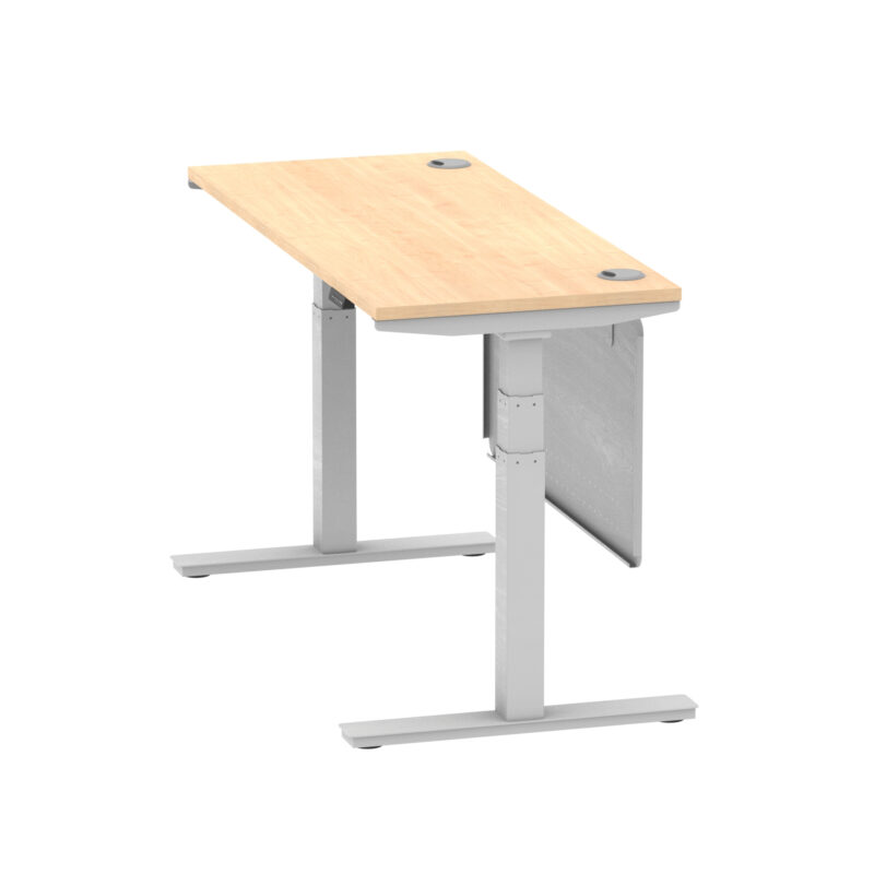 Brisk Height Adjustable Slimline Desk With Cable Ports With Steel Modesty Panel - Image 100
