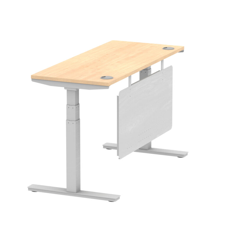 Brisk Height Adjustable Slimline Desk With Cable Ports With Steel Modesty Panel - Image 101