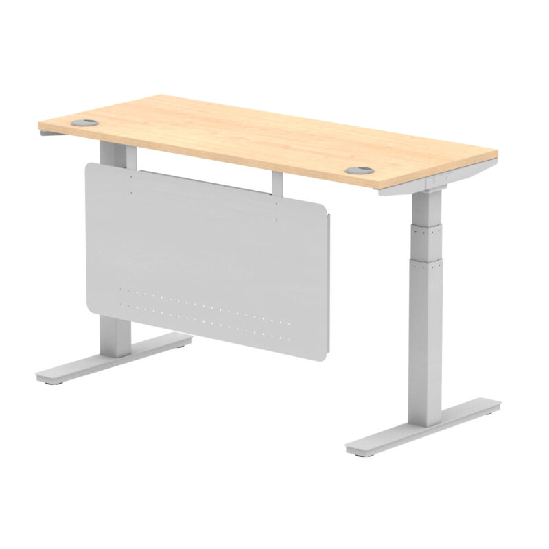 Brisk Height Adjustable Slimline Desk With Cable Ports With Steel Modesty Panel - Image 103