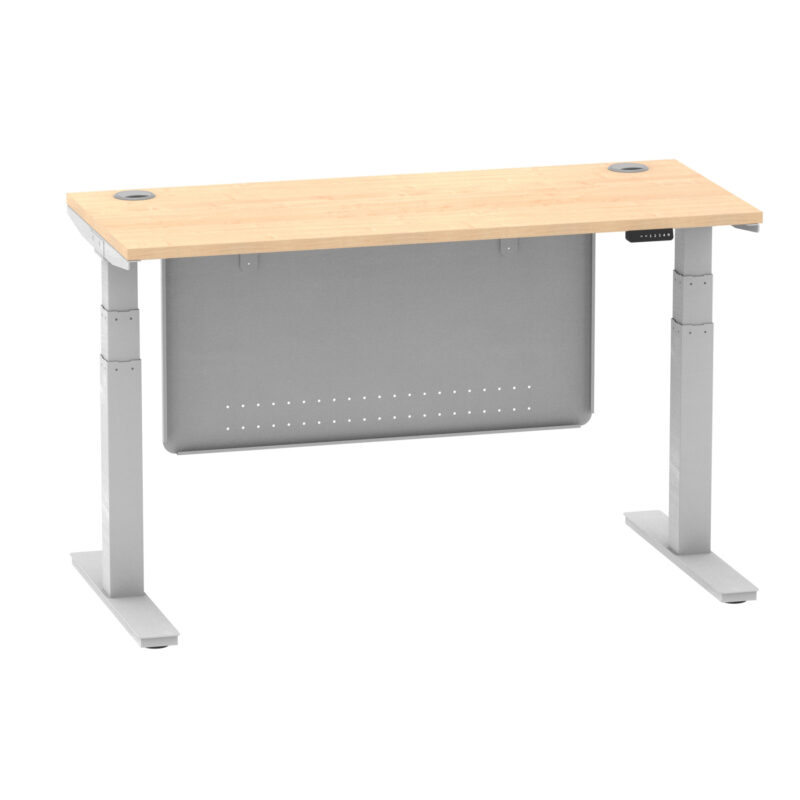 Brisk Height Adjustable Slimline Desk With Cable Ports With Steel Modesty Panel - Image 106