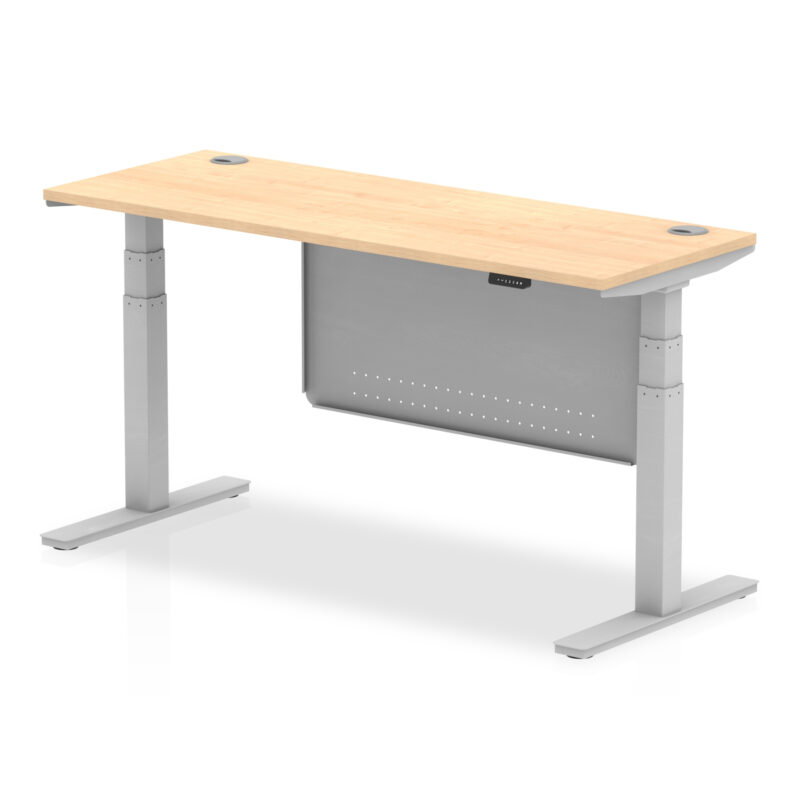 Brisk Height Adjustable Slimline Desk With Cable Ports With Steel Modesty Panel - Image 173