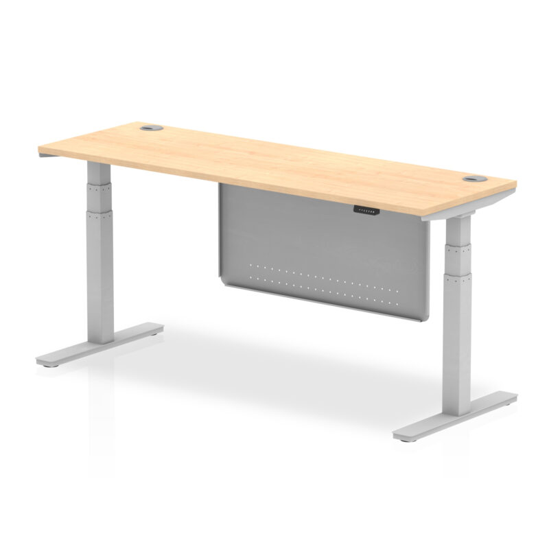 Brisk Height Adjustable Slimline Desk With Cable Ports With Steel Modesty Panel - Image 261