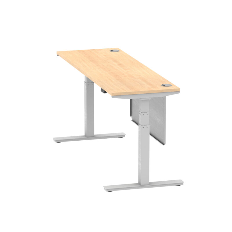 Brisk Height Adjustable Slimline Desk With Cable Ports With Steel Modesty Panel - Image 262