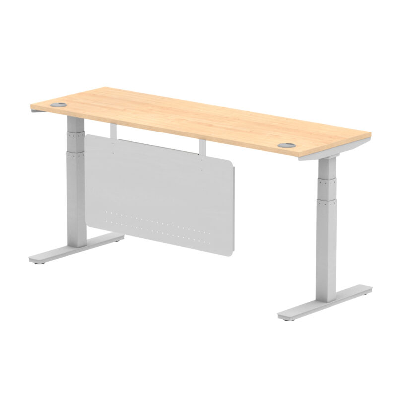 Brisk Height Adjustable Slimline Desk With Cable Ports With Steel Modesty Panel - Image 265