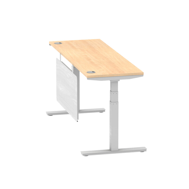 Brisk Height Adjustable Slimline Desk With Cable Ports With Steel Modesty Panel - Image 266