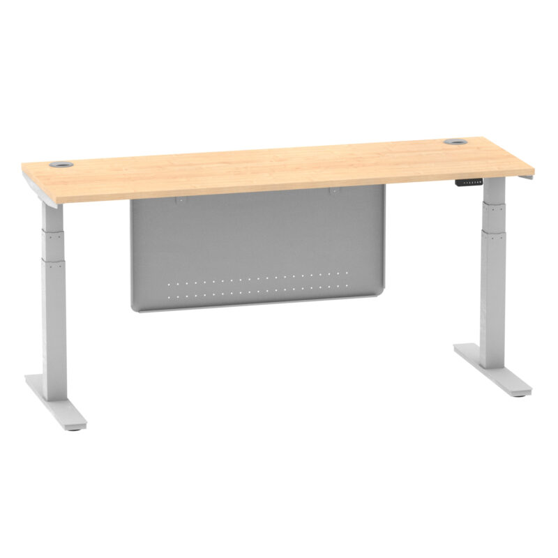 Brisk Height Adjustable Slimline Desk With Cable Ports With Steel Modesty Panel - Image 268