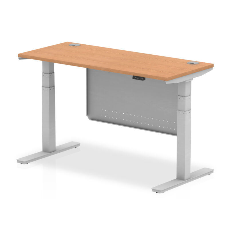 Brisk Height Adjustable Slimline Desk With Cable Ports With Steel Modesty Panel - Image 123