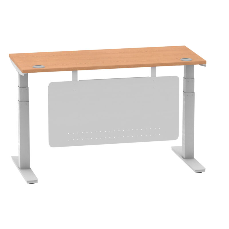Brisk Height Adjustable Slimline Desk With Cable Ports With Steel Modesty Panel - Image 126