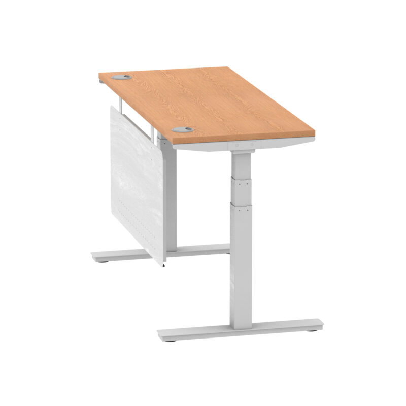 Brisk Height Adjustable Slimline Desk With Cable Ports With Steel Modesty Panel - Image 128