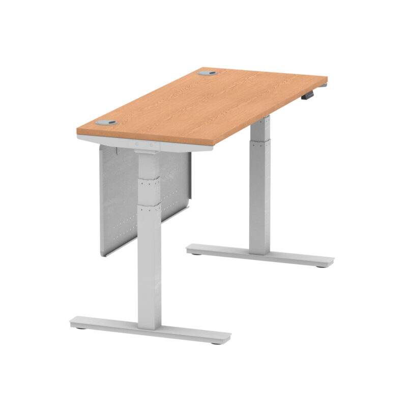 Brisk Height Adjustable Slimline Desk With Cable Ports With Steel Modesty Panel - Image 129