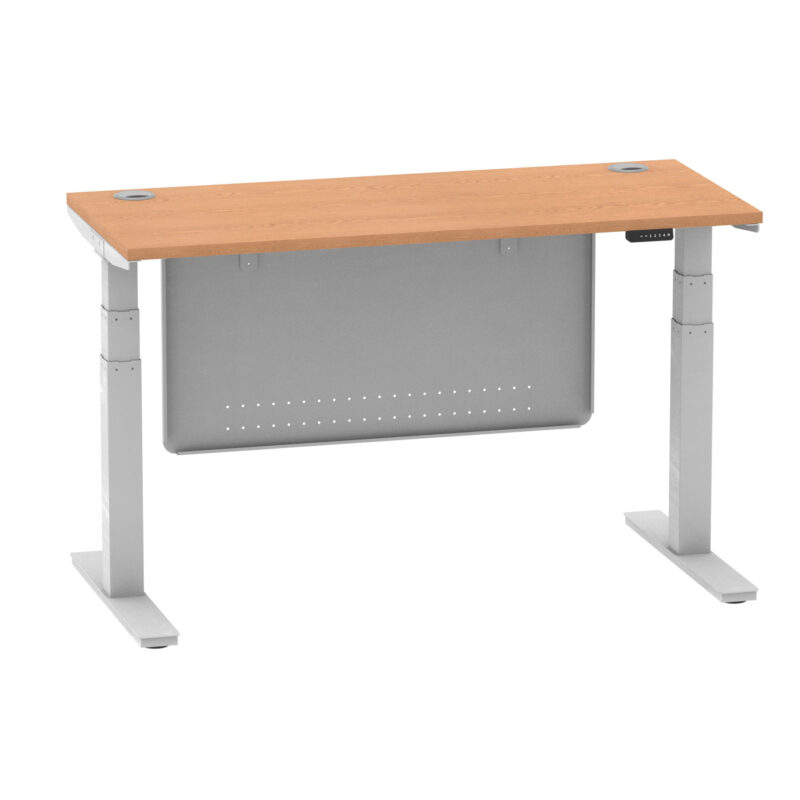 Brisk Height Adjustable Slimline Desk With Cable Ports With Steel Modesty Panel - Image 130