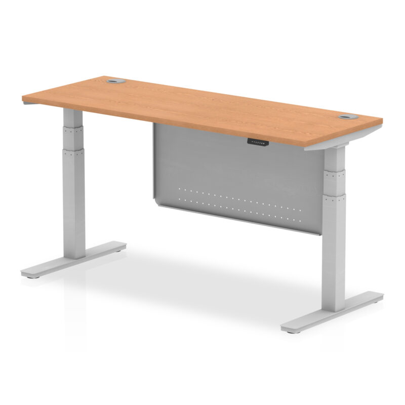 Brisk Height Adjustable Slimline Desk With Cable Ports With Steel Modesty Panel - Image 176