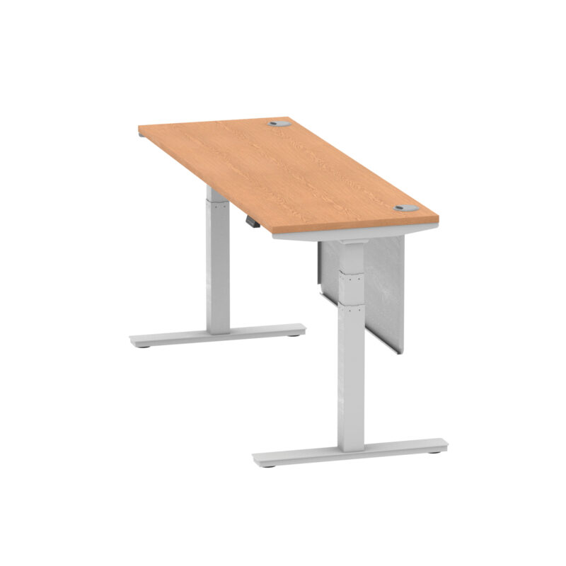 Brisk Height Adjustable Slimline Desk With Cable Ports With Steel Modesty Panel - Image 286