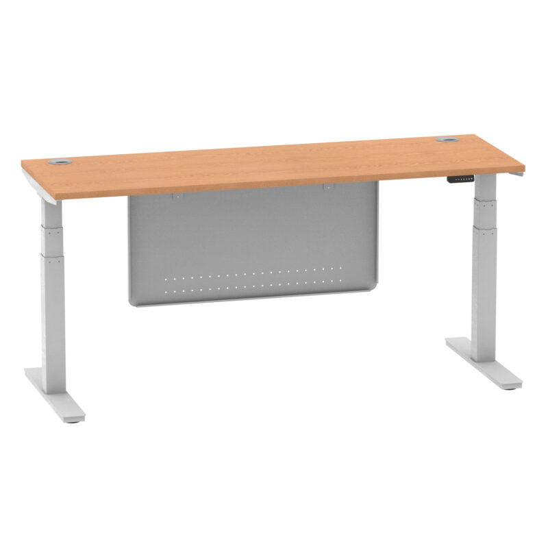 Brisk Height Adjustable Slimline Desk With Cable Ports With Steel Modesty Panel - Image 292