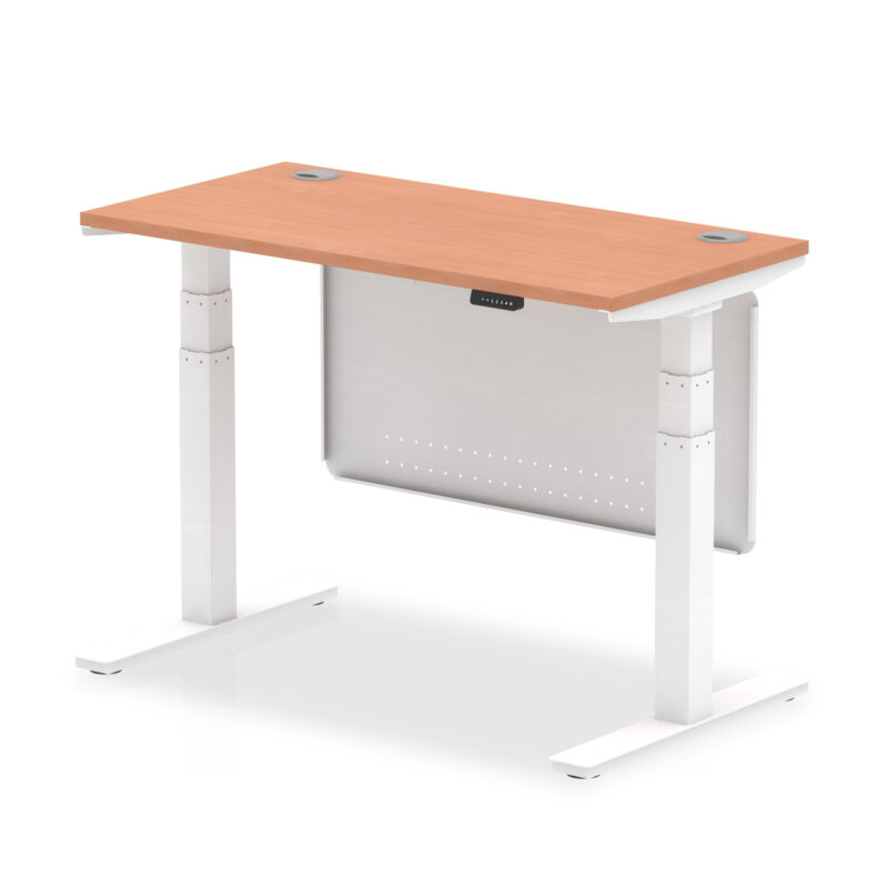 Brisk Height Adjustable Slimline Desk With Cable Ports With Steel Modesty Panel - Image 3