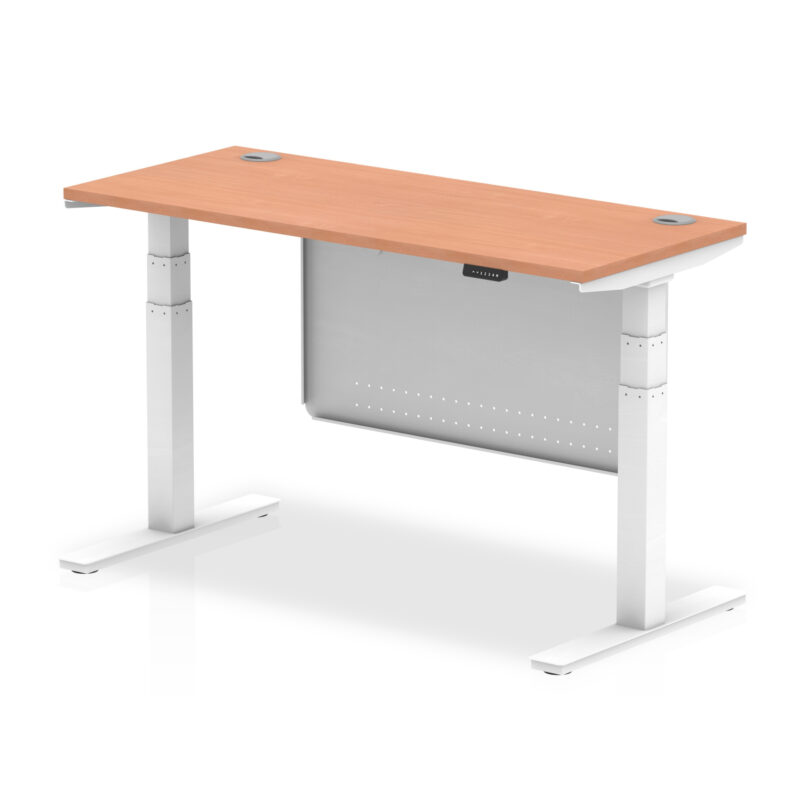 Brisk Height Adjustable Slimline Desk With Cable Ports With Steel Modesty Panel - Image 35