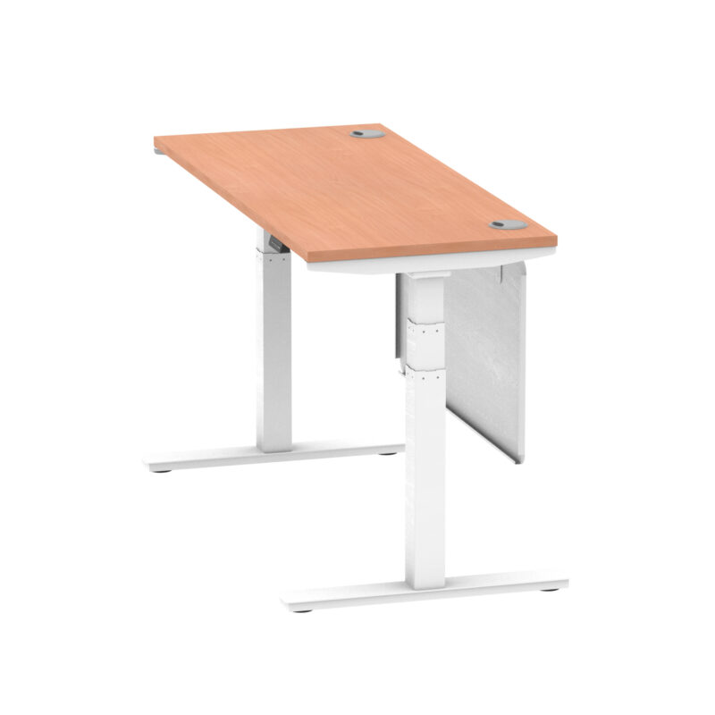 Brisk Height Adjustable Slimline Desk With Cable Ports With Steel Modesty Panel - Image 36