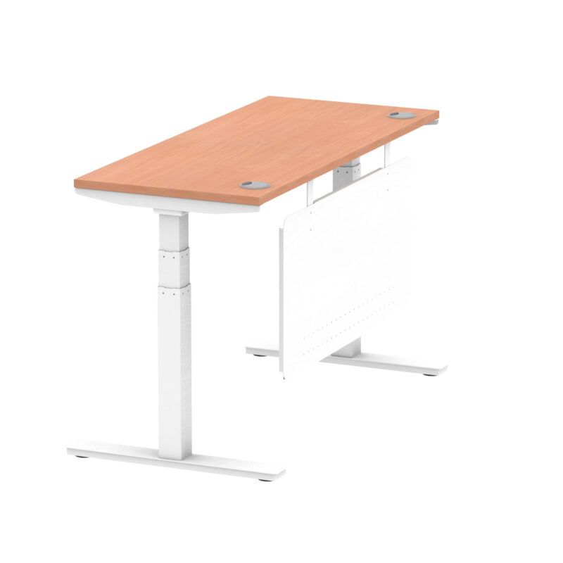 Brisk Height Adjustable Slimline Desk With Cable Ports With Steel Modesty Panel - Image 37